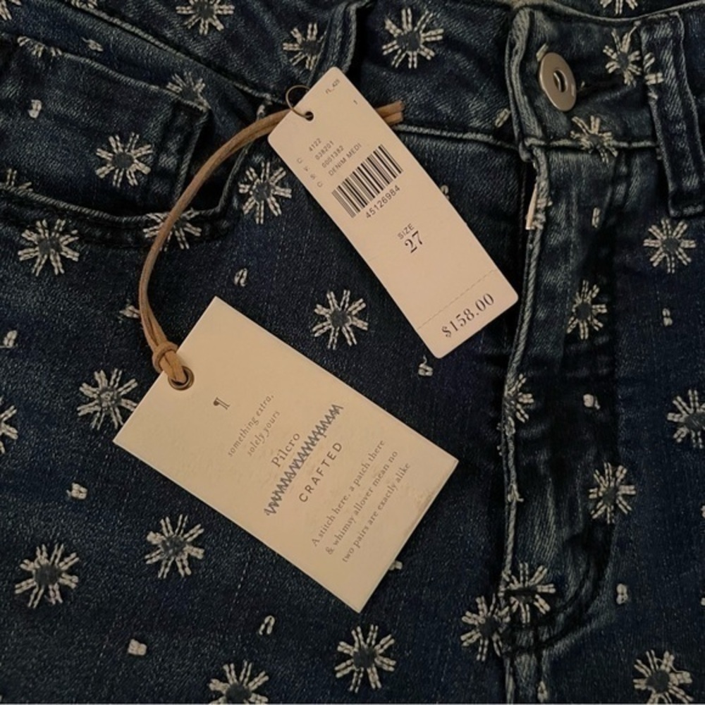 Anthropologie Pilcro & The Letterpress Crop Hi Rise Bootcut Embroidered Jeans - Picture 9 of 15
